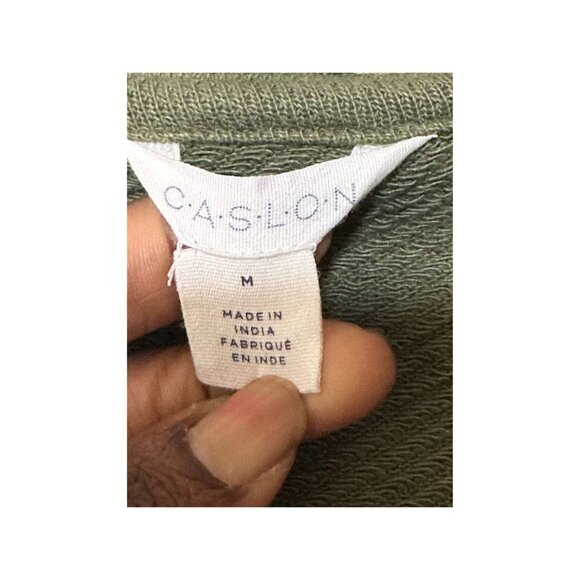 Caslon Womens Split-Neck Long- Sleeve Collared Sweatshirt Green Sz M - Picture 3 of 5